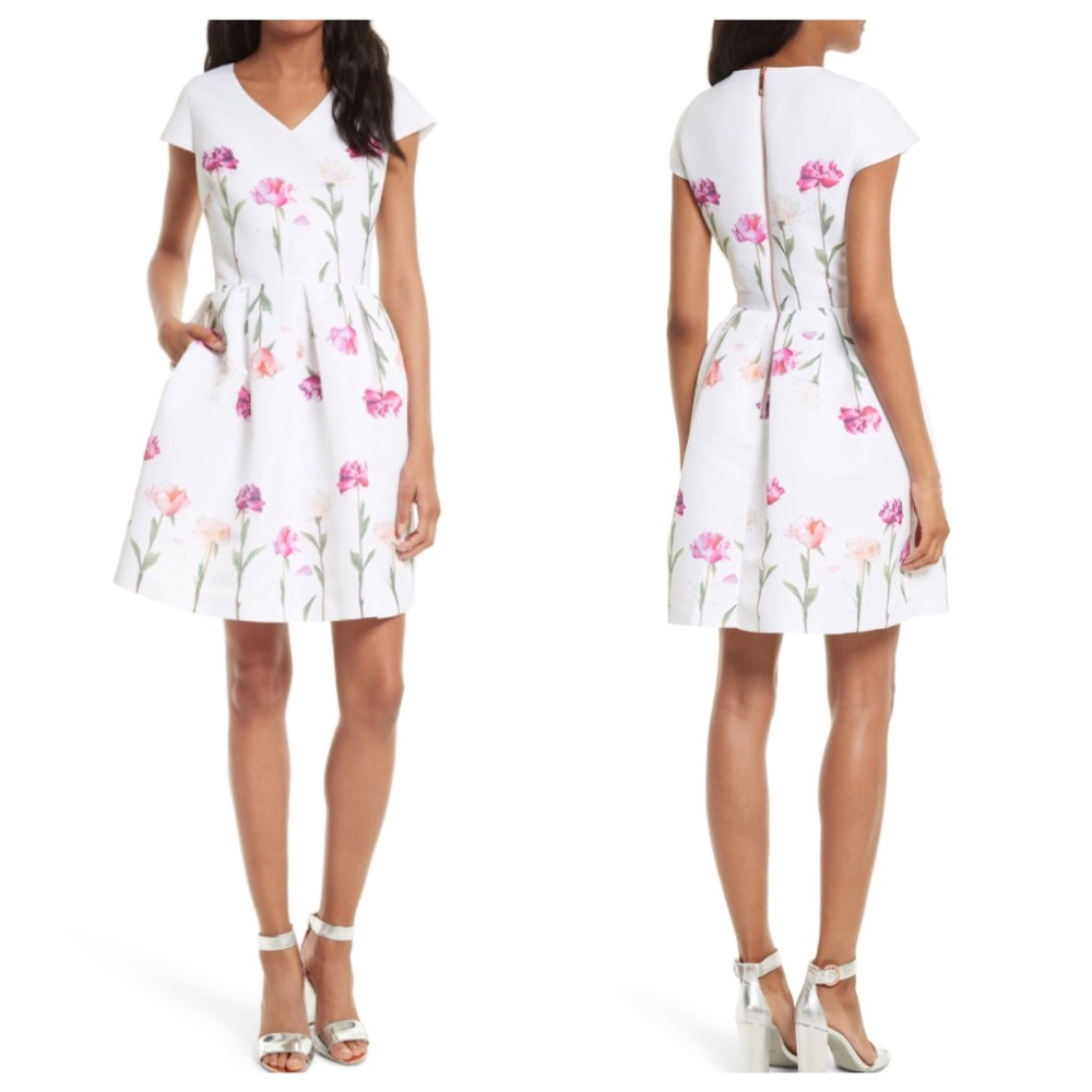 Ted Baker Callila Sketchbook Floral Dress Size 4